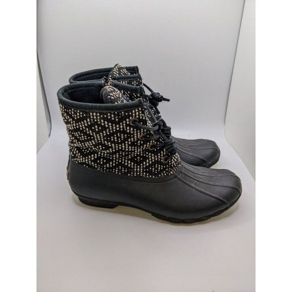 Sperry Shoes Sperry Womens Black White Quilted Waterproof Ducks